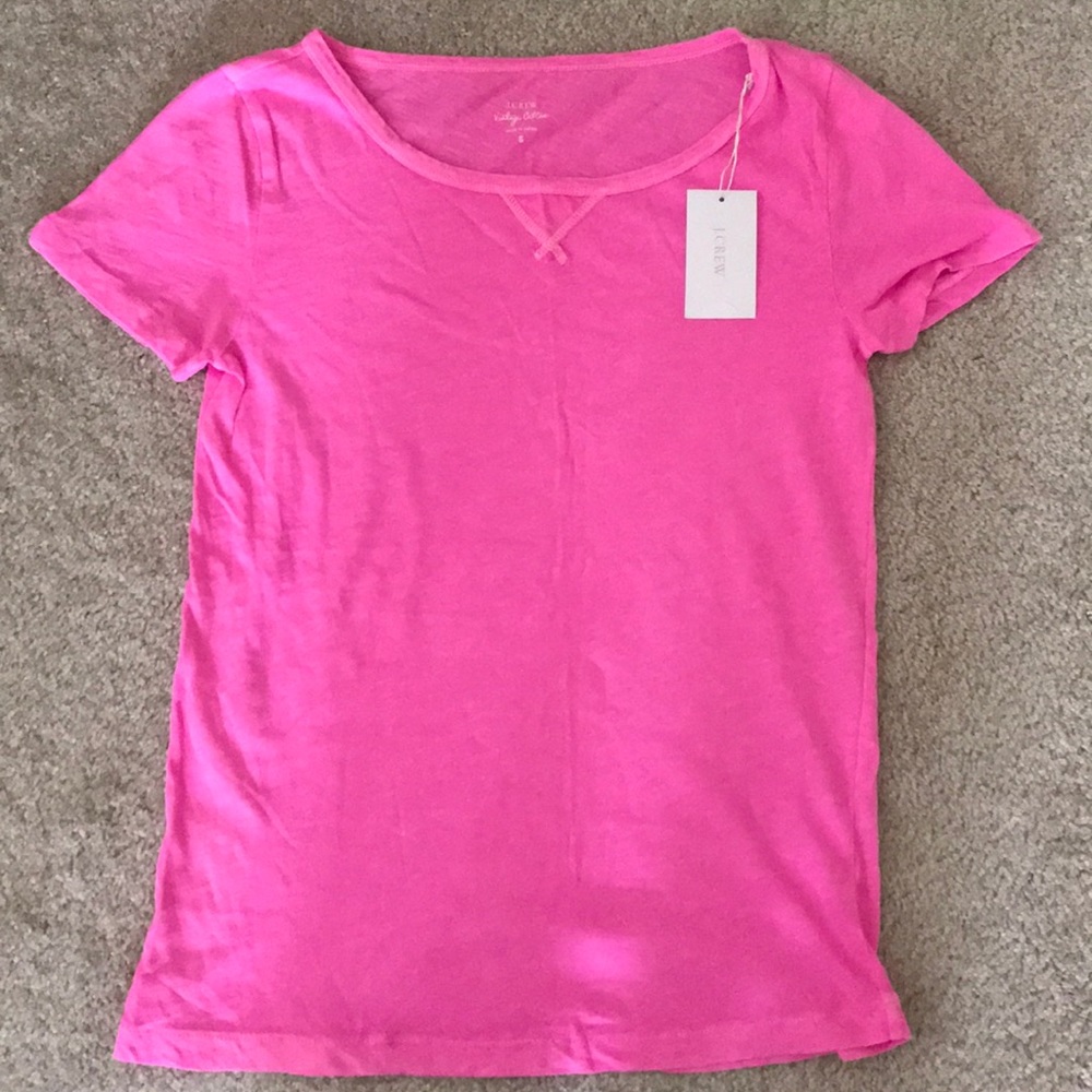 NWT J Crew neon pink tee